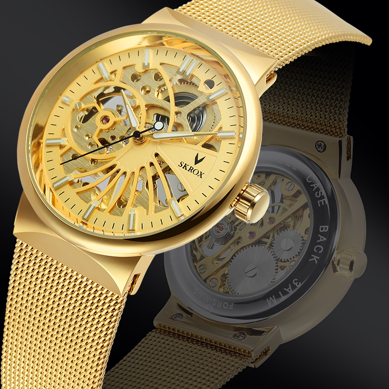 Stainless Mesh Band - Zegarki męskie SKROX Luxury Brands, stalowe,