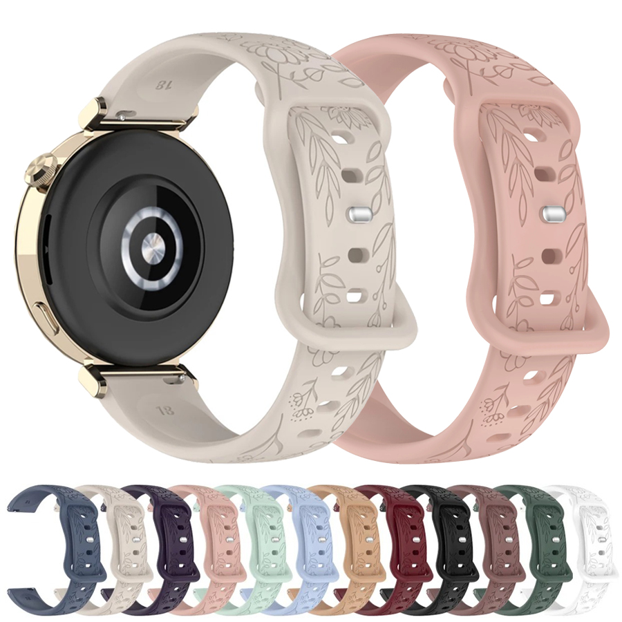 Accessories For Galaxy Watch 5 - 20 22mm 3D Kwiatowy Silikonowy Pasek