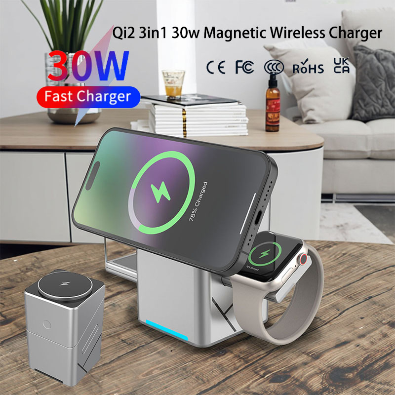 Smartwatch Touch - 15W Dotykowa, obrotowa, magnetyczna, wielofunkcyjna ładowarka
