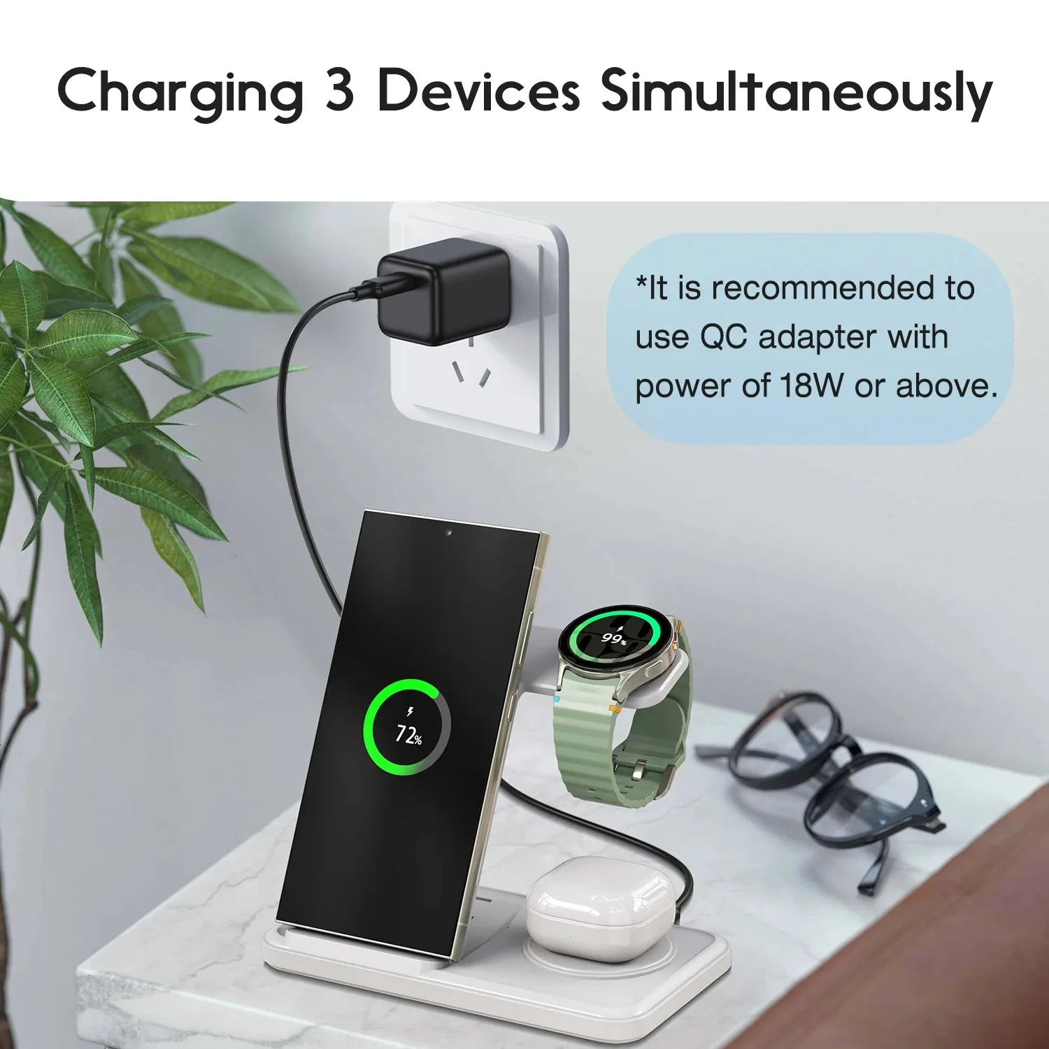 Stacja ładująca 3w1 bezprzewod – Watch Charger Cable recenzja i cena
